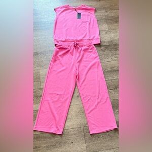 Pink Sleeveless Top and Pants Lounge, Travel Set